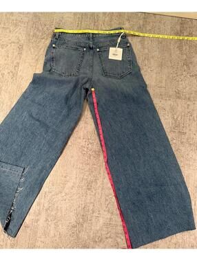 NWT TWP Tiny Dancer Wide Leg Vintage Wash Blue Raw Hem Denim Jeans sz 25